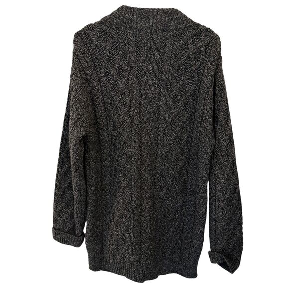 Aran Crafts Men's Merino Wool Grey Cable Knit Full Zip Cardigan Sweater Size L - Picture 2 of 7